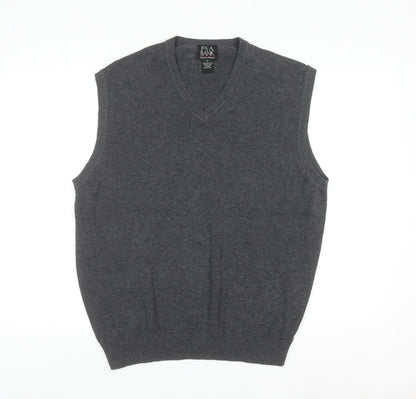 Jos A. Bank Men's Grey Medium Pima Cotton V-Neck Sweater Vest