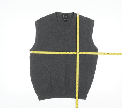 Jos A. Bank Men's Grey Medium Pima Cotton V-Neck Sweater Vest