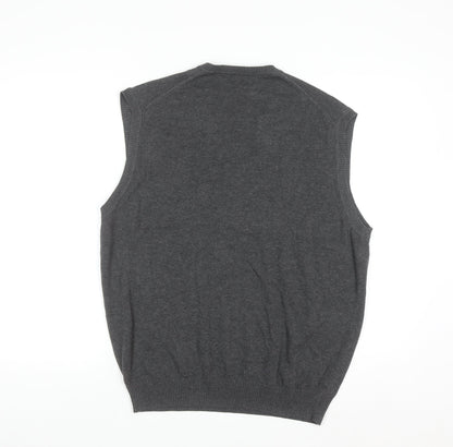 Jos A. Bank Men's Grey Medium Pima Cotton V-Neck Sweater Vest