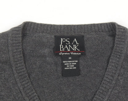 Jos A. Bank Men's Grey Medium Pima Cotton V-Neck Sweater Vest