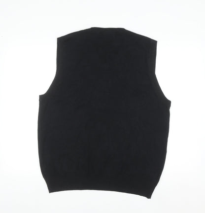 U.S. Polo Assn. Men's Black Cotton V-Neck Sleeveless Jumper Vest Size L