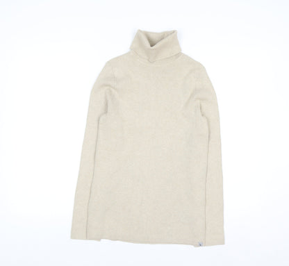 Eddie Bauer Women's Beige Roll Neck Cotton Knit Jumper Size L