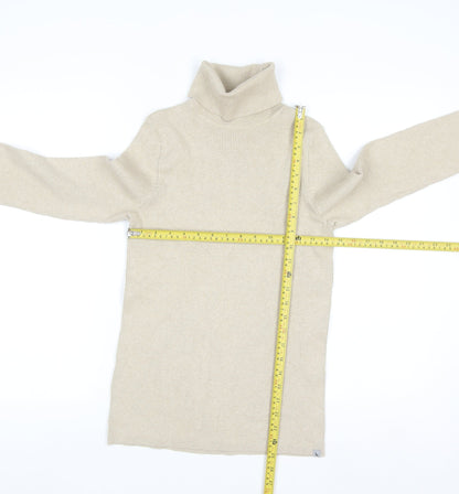 Eddie Bauer Women's Beige Roll Neck Cotton Knit Jumper Size L
