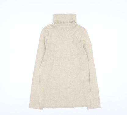Eddie Bauer Women's Beige Roll Neck Cotton Knit Jumper Size L