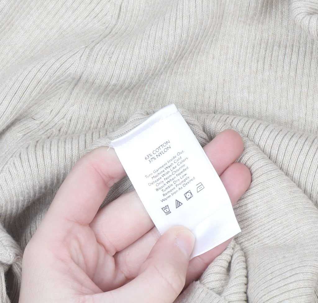 Eddie Bauer Women's Beige Roll Neck Cotton Knit Jumper Size L