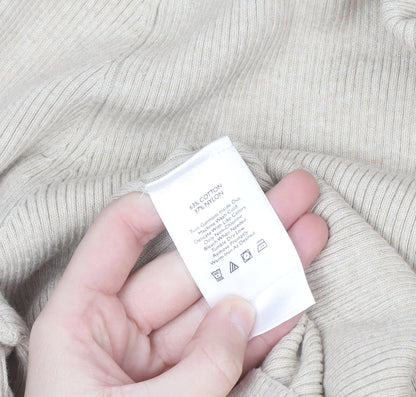 Eddie Bauer Women's Beige Roll Neck Cotton Knit Jumper Size L