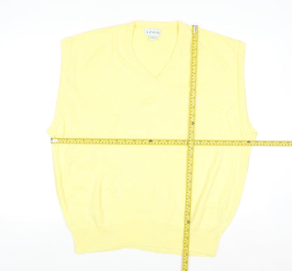 Izod Men's Yellow Acrylic V-Neck Sleeveless Jumper XL