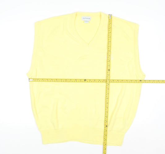 Izod Men's Yellow Acrylic V-Neck Sleeveless Jumper XL