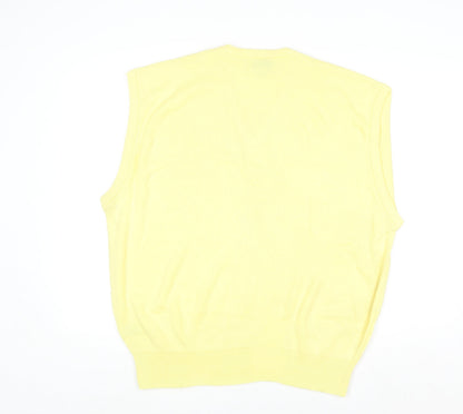 Izod Men's Yellow Acrylic V-Neck Sleeveless Jumper XL