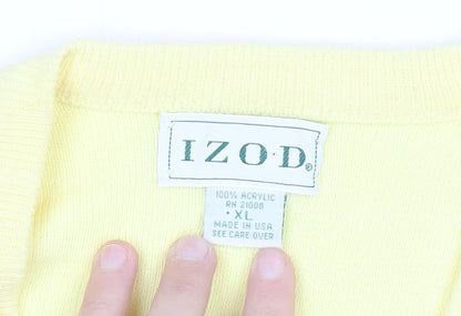 Izod Men's Yellow Acrylic V-Neck Sleeveless Jumper XL