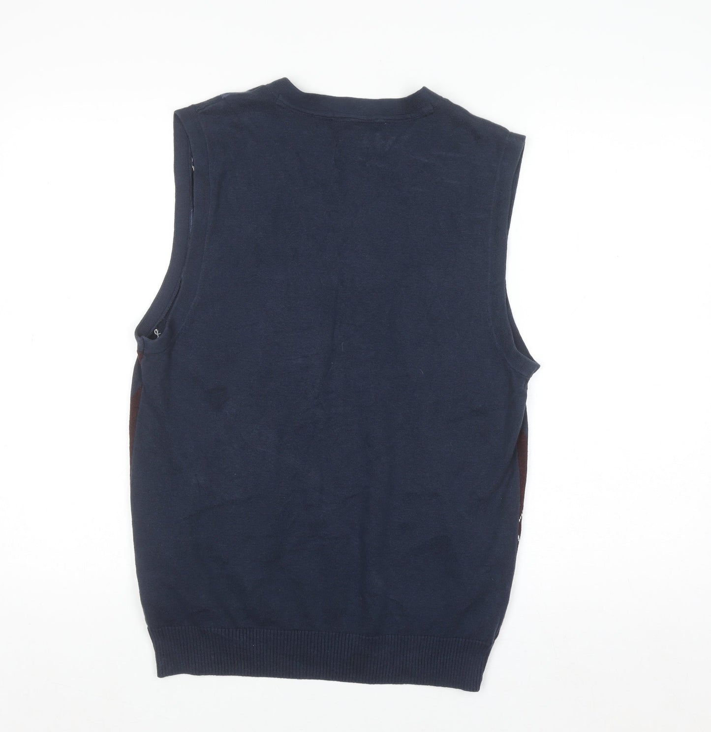 Haggar Men's Blue Argyle Knit Cotton Sleeveless V-Neck Vest M