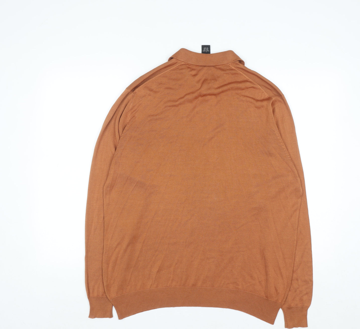 Jos A Bank Men’s Brown Silk Collared Henley Jumper Size L