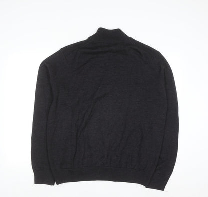 Brooks Brothers Men's Black XL Merino Wool 1/2 Zip Jumper