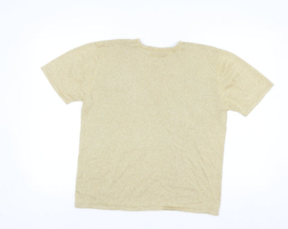 Westbound Womens Gold Knit Short Sleeve Pullover Jumper M
