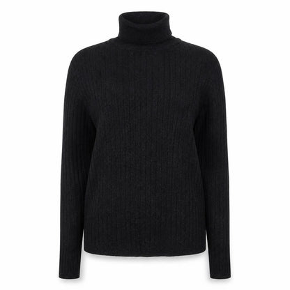 Jones Studio Women’s Black Roll Neck Ribbed Knit Jumper L