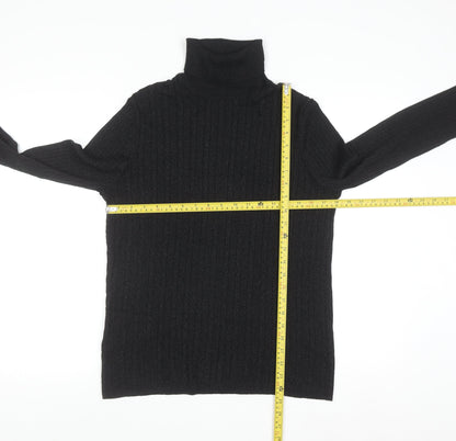 Jones Studio Women’s Black Roll Neck Ribbed Knit Jumper L