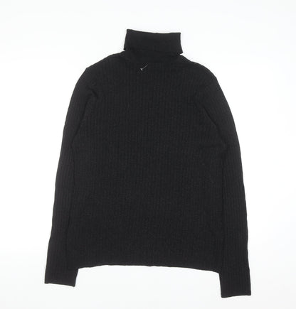 Jones Studio Women’s Black Roll Neck Ribbed Knit Jumper L