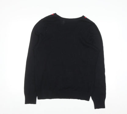 IZOD Men's Black Argyle V-Neck Cotton Jumper Size L