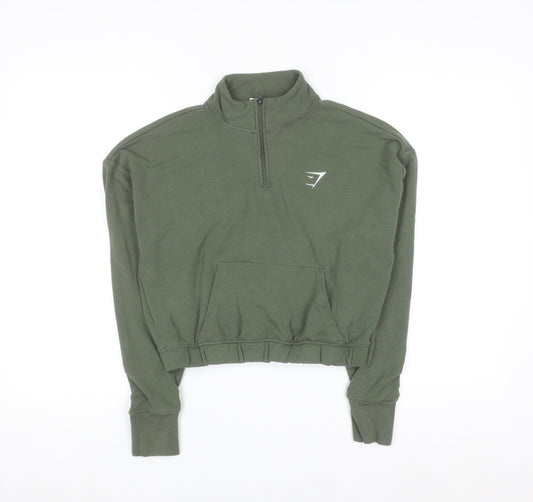 Gymshark Women's Green 1/2 Zip Pullover Sweatshirt Size S