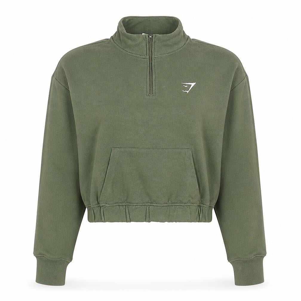 Gymshark Women's Green 1/2 Zip Pullover Sweatshirt Size S