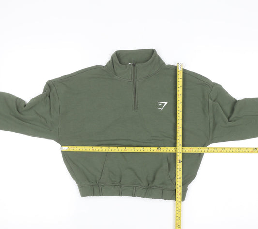 Gymshark Women's Green 1/2 Zip Pullover Sweatshirt Size S