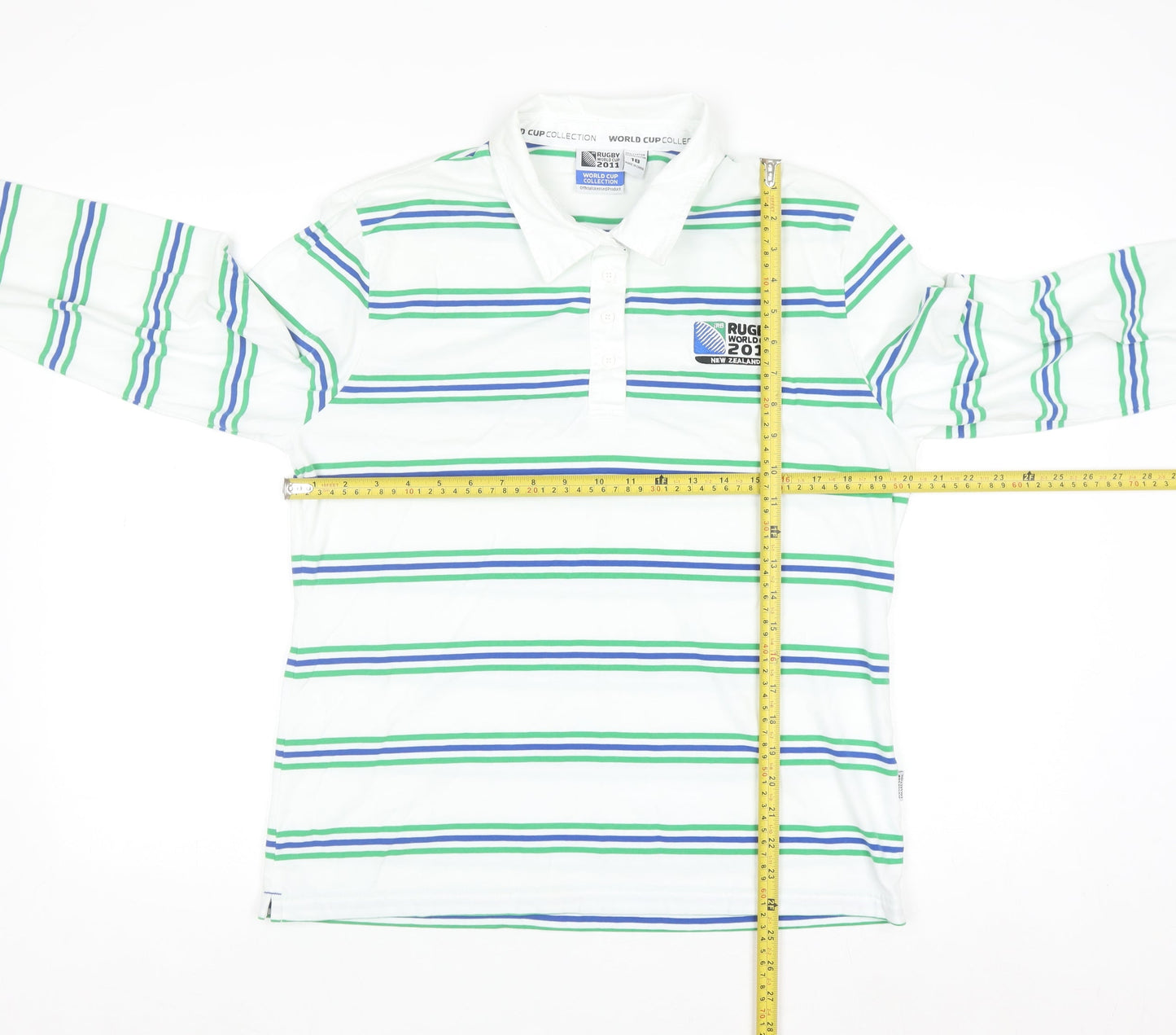 World Cup Collection Womens White Striped Polo Shirt Size 18 Long Sleeve