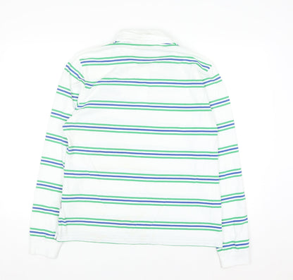 World Cup Collection Womens White Striped Polo Shirt Size 18 Long Sleeve