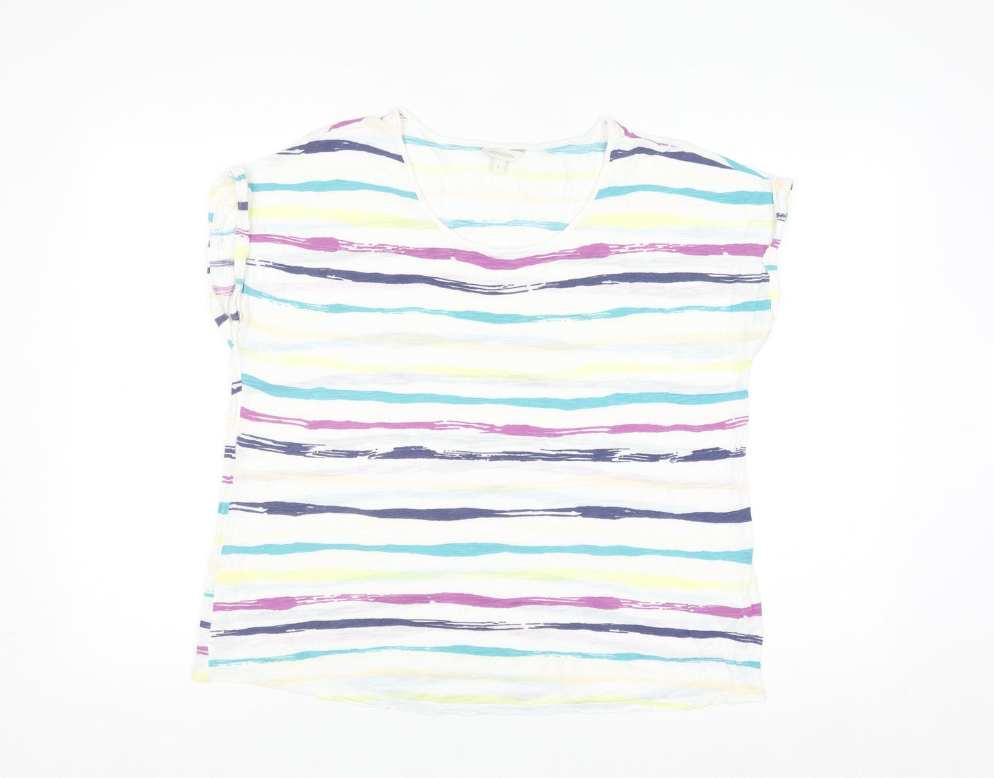 Monsoon Women’s Multicoloured Striped Viscose T-Shirt Size L