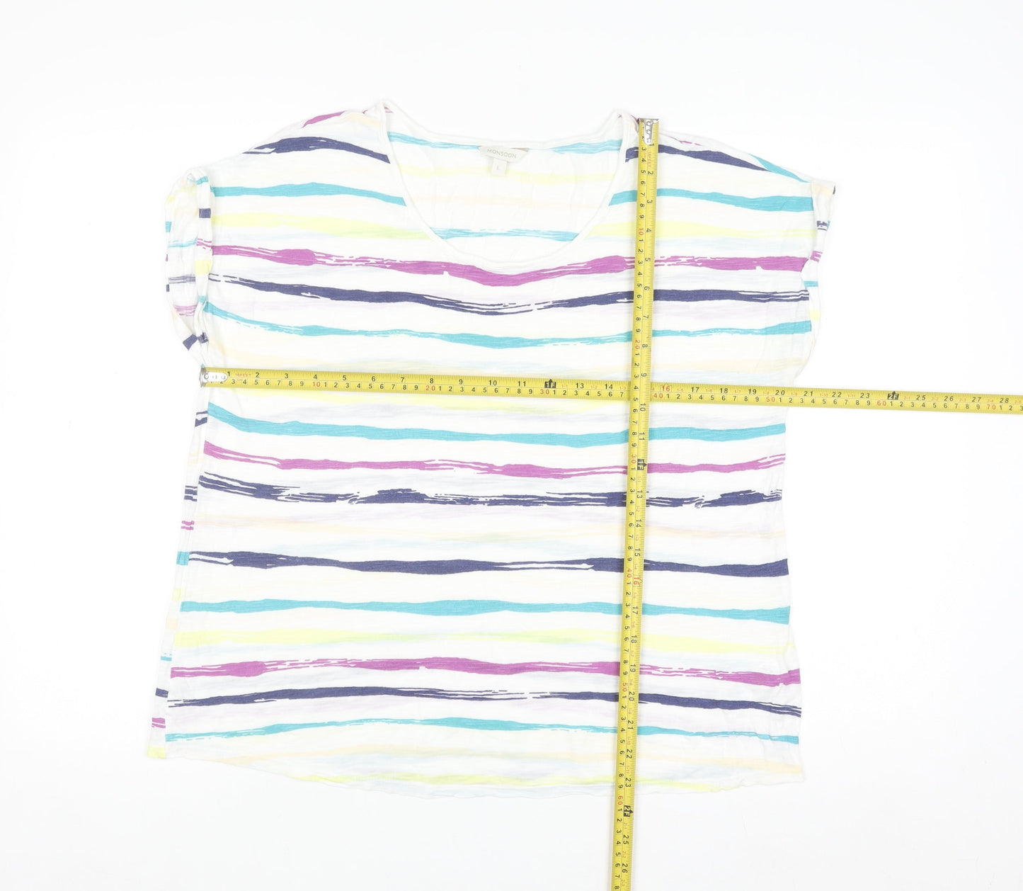 Monsoon Women’s Multicoloured Striped Viscose T-Shirt Size L