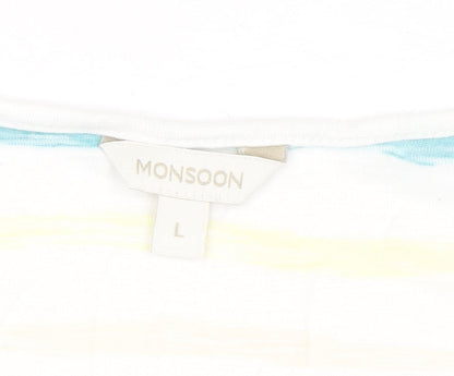 Monsoon Women’s Multicoloured Striped Viscose T-Shirt Size L