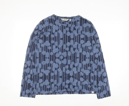 Orla Kiely Regatta Women Blue Geometric Long Sleeve Cotton Top UK 16