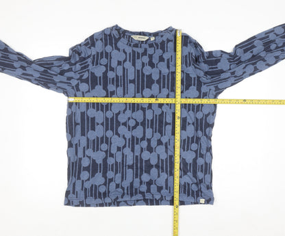 Orla Kiely Regatta Women Blue Geometric Long Sleeve Cotton Top UK 16