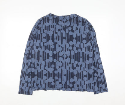 Orla Kiely Regatta Women Blue Geometric Long Sleeve Cotton Top UK 16