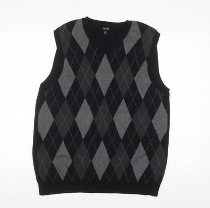 APT.9 Men's Grey Argyle Sleeveless Cotton Knit Vest L