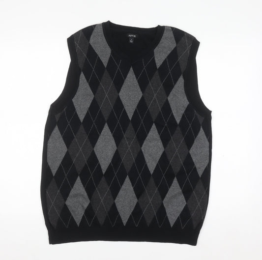 APT.9 Men's Grey Argyle Sleeveless Cotton Knit Vest L