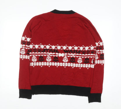 Star Wars Men's Red Fair Isle Christmas Cardigan Size L