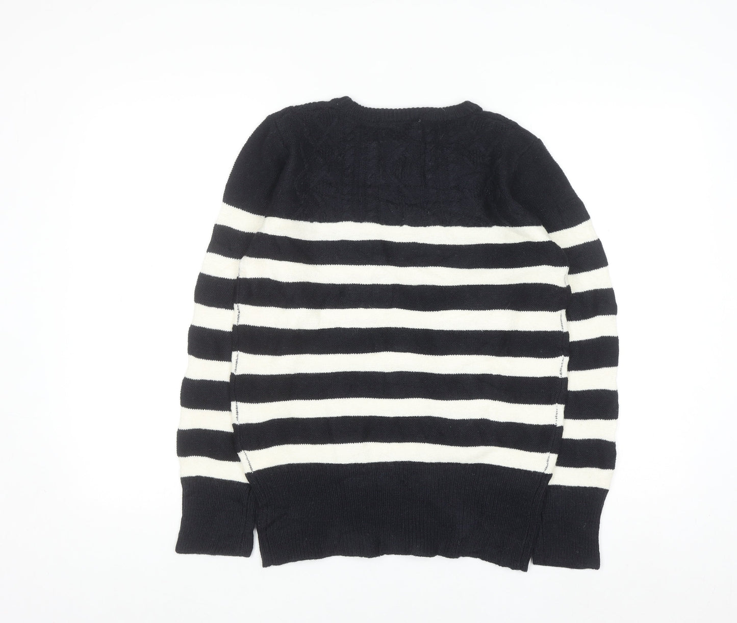 Arnold Palmer Womens Black White Striped Wool Jumper M
