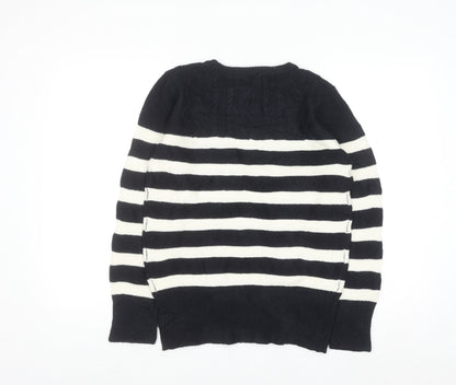 Arnold Palmer Womens Black White Striped Wool Jumper M
