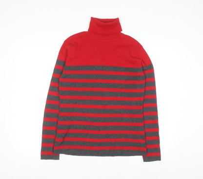 Liz Claiborne Women Red Stripe Roll Neck Knit Jumper XL