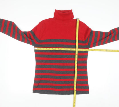 Liz Claiborne Women Red Stripe Roll Neck Knit Jumper XL