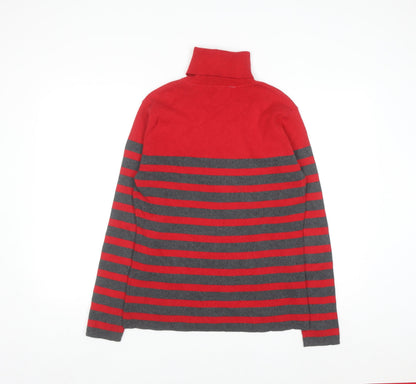 Liz Claiborne Women Red Stripe Roll Neck Knit Jumper XL