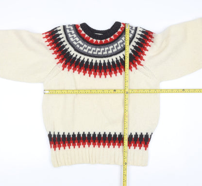 Cabin Fever Women's Cream Fair Isle Wool Jumper Size M