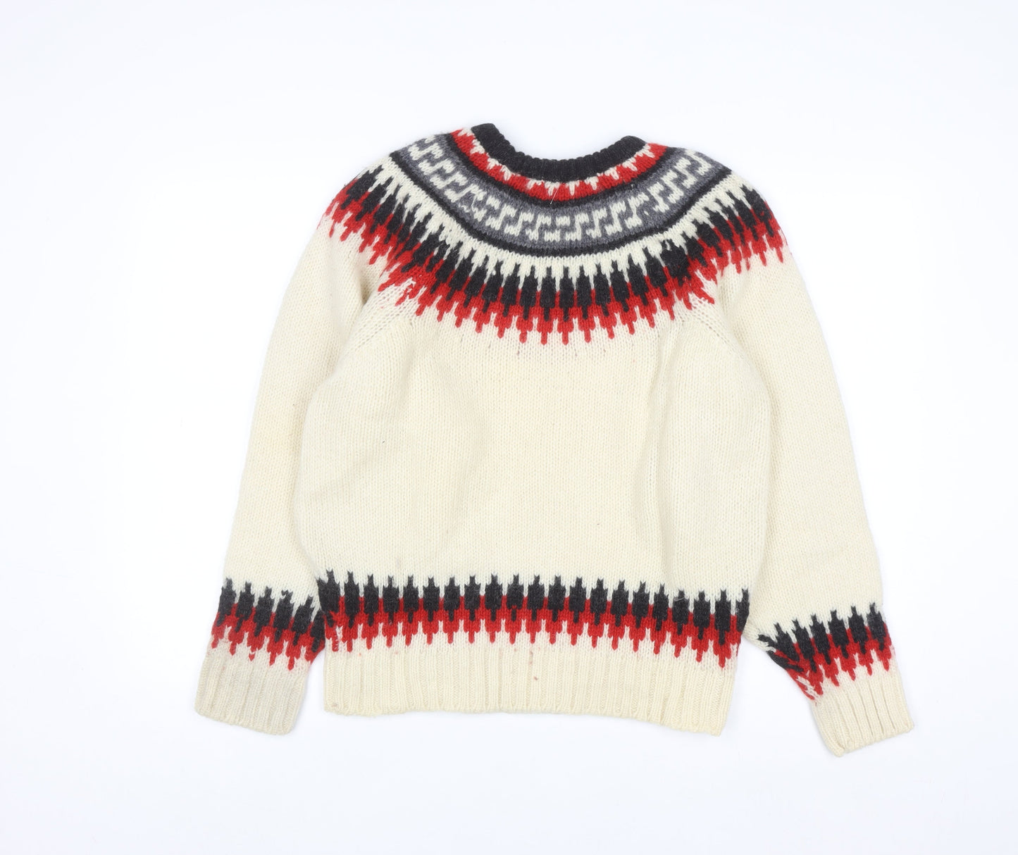 Cabin Fever Women's Cream Fair Isle Wool Jumper Size M