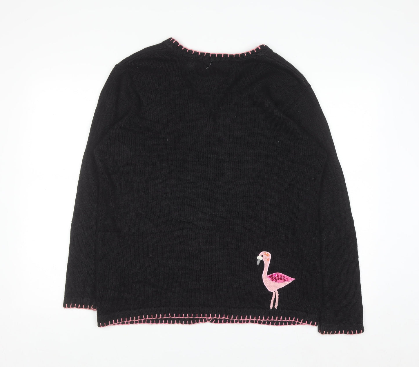 The Quacker Factory Women's Black Flamingo Tropical Cardigan Size S