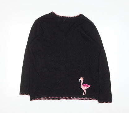 The Quacker Factory Women's Black Flamingo Tropical Cardigan Size S