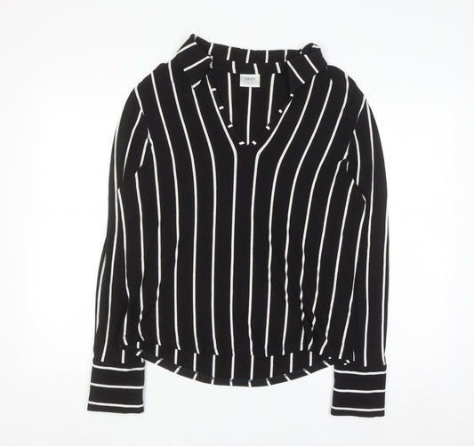 Next Womens Black White Striped Long Sleeve Viscose Blouse UK 18