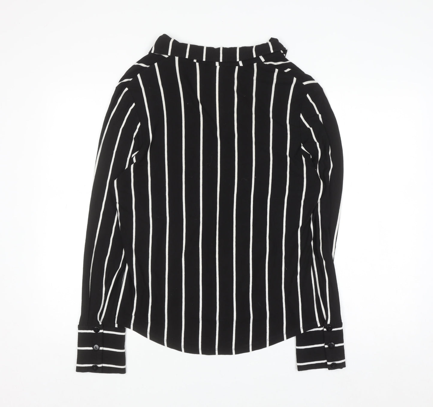 Next Womens Black White Striped Long Sleeve Viscose Blouse UK 18