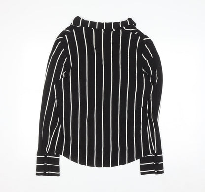 Next Womens Black White Striped Long Sleeve Viscose Blouse UK 18