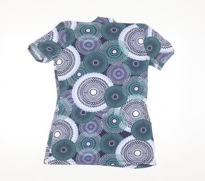 Lakeland Women's Multicoloured Geometric Cowl Neck Short Sleeve T-Shirt Size 12
