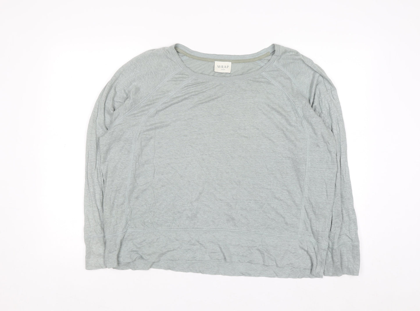 Wrap London Womens Grey Linen Long Sleeve Relaxed T-Shirt Size 16